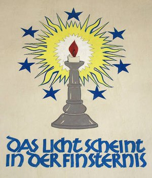 Waldensersymbol: Kerze mit 7 Sternen im Kreis Waldensersymbol: Kerze mit 7 Sternen im Kreis